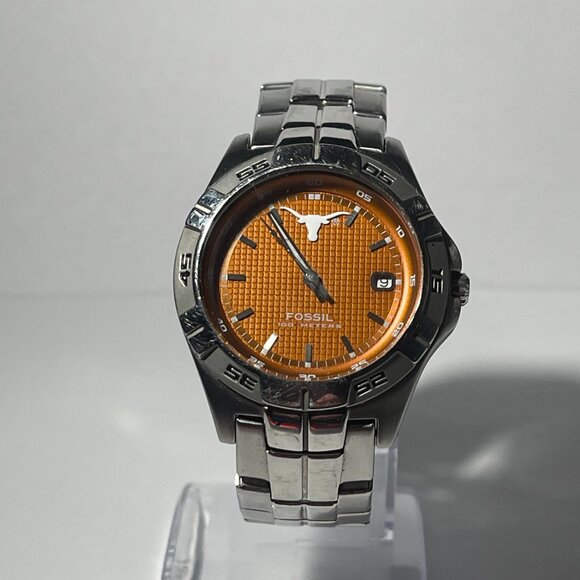 Texas Longhorns NCAA Stainless-Steel Men's Watch by Fossil NEW (RARE) - Picture 2 of 9